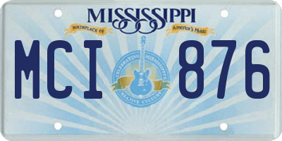 MS license plate MCI876