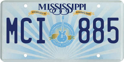 MS license plate MCI885