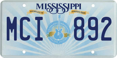 MS license plate MCI892