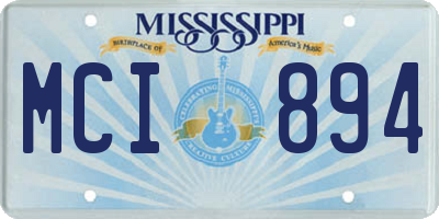 MS license plate MCI894