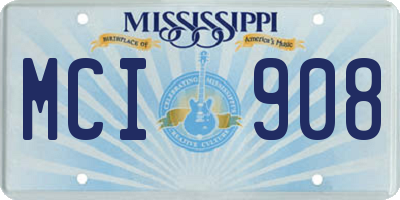 MS license plate MCI908