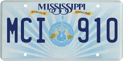 MS license plate MCI910