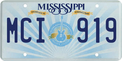 MS license plate MCI919