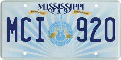 MS license plate MCI920