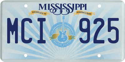 MS license plate MCI925