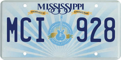 MS license plate MCI928