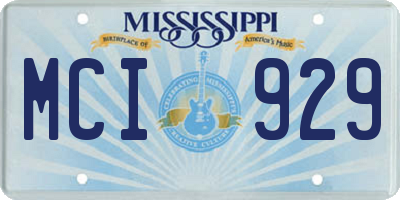 MS license plate MCI929