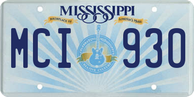 MS license plate MCI930
