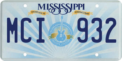 MS license plate MCI932