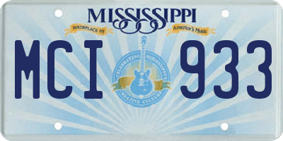 MS license plate MCI933