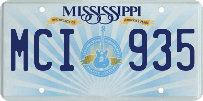 MS license plate MCI935