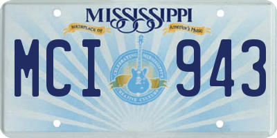 MS license plate MCI943