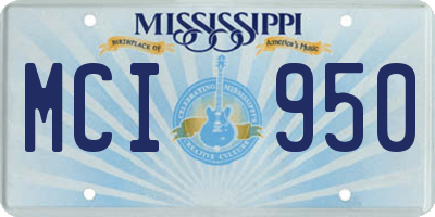 MS license plate MCI950