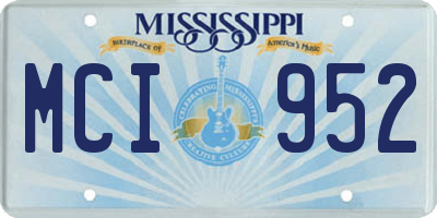 MS license plate MCI952