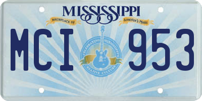 MS license plate MCI953