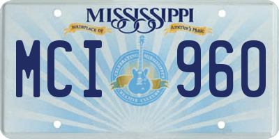 MS license plate MCI960
