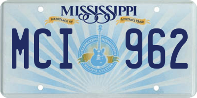 MS license plate MCI962