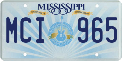 MS license plate MCI965