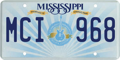 MS license plate MCI968