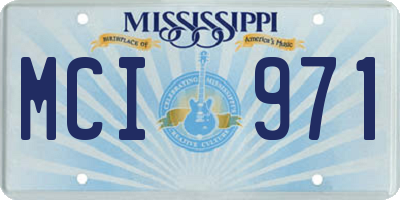 MS license plate MCI971