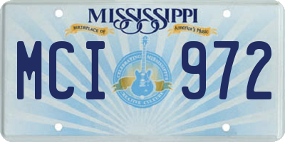 MS license plate MCI972
