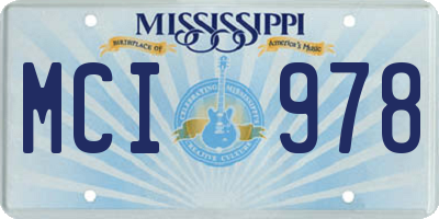 MS license plate MCI978