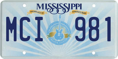 MS license plate MCI981