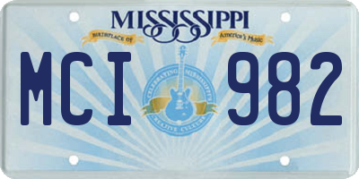 MS license plate MCI982