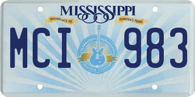 MS license plate MCI983