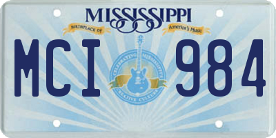 MS license plate MCI984