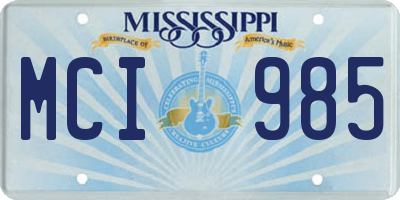 MS license plate MCI985