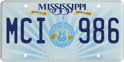 MS license plate MCI986