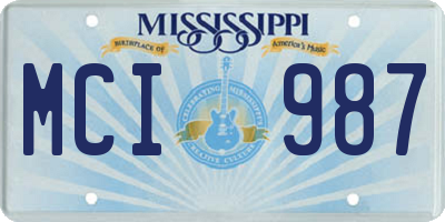 MS license plate MCI987