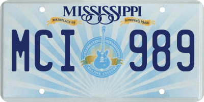MS license plate MCI989