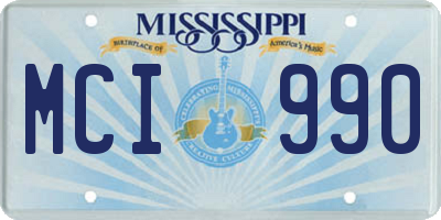 MS license plate MCI990