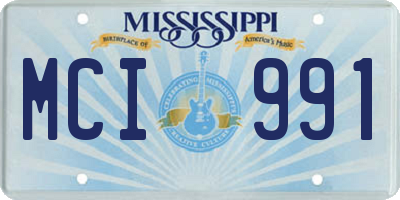 MS license plate MCI991