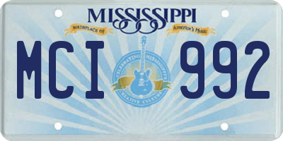 MS license plate MCI992
