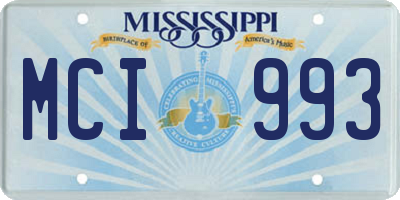 MS license plate MCI993