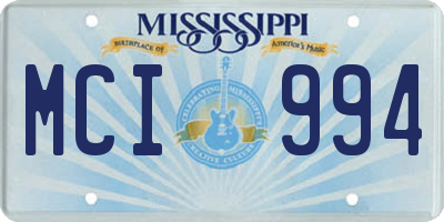 MS license plate MCI994