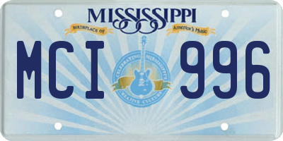 MS license plate MCI996