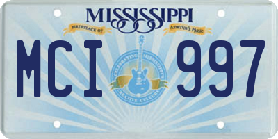 MS license plate MCI997