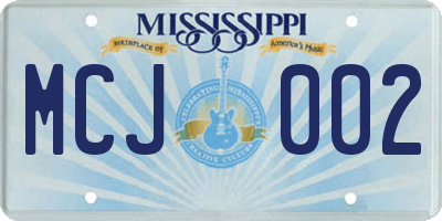 MS license plate MCJ002