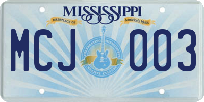 MS license plate MCJ003