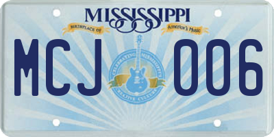 MS license plate MCJ006