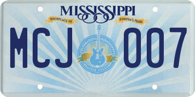 MS license plate MCJ007
