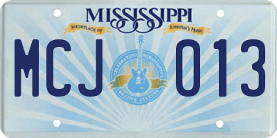 MS license plate MCJ013