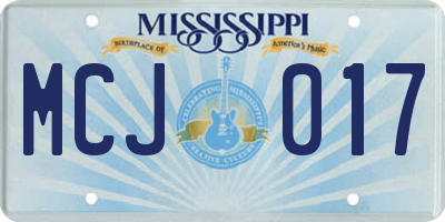 MS license plate MCJ017