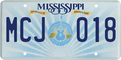 MS license plate MCJ018