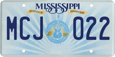 MS license plate MCJ022