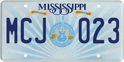 MS license plate MCJ023